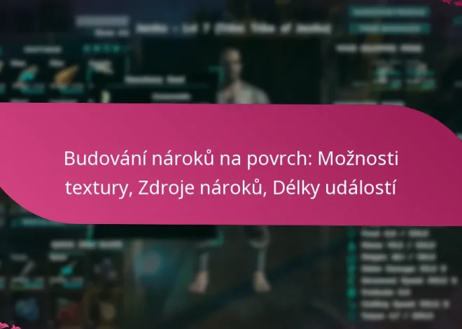 Budování nároků na povrch: Možnosti textury, Zdroje nároků, Délky událostí