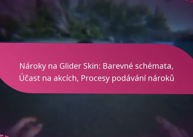 Nároky na Glider Skin: Barevné schémata, Účast na akcích, Procesy podávání nároků