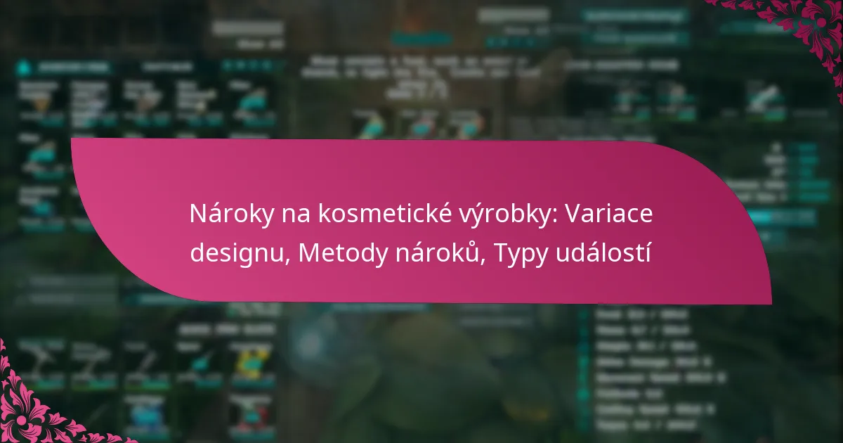 Nároky na kosmetické výrobky: Variace designu, Metody nároků, Typy událostí