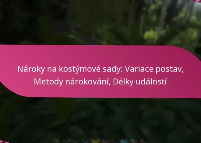 Nároky na kostýmové sady: Variace postav, Metody nárokování, Délky událostí