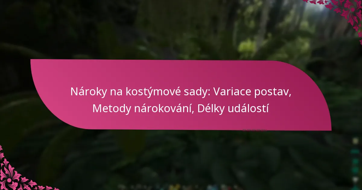 Nároky na kostýmové sady: Variace postav, Metody nárokování, Délky událostí