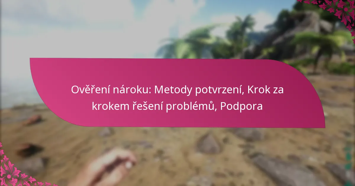 Ověření nároku: Metody potvrzení, Krok za krokem řešení problémů, Podpora