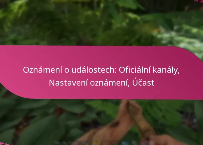Oznámení o událostech: Oficiální kanály, Nastavení oznámení, Účast