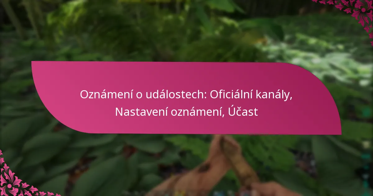 Oznámení o událostech: Oficiální kanály, Nastavení oznámení, Účast