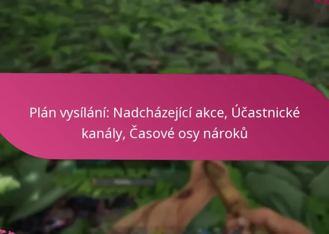 Plán vysílání: Nadcházející akce, Účastnické kanály, Časové osy nároků
