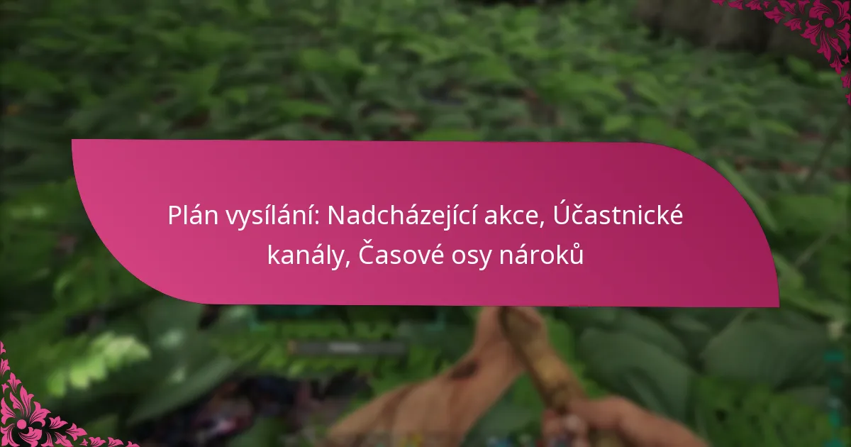 Plán vysílání: Nadcházející akce, Účastnické kanály, Časové osy nároků