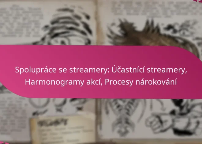 Spolupráce se streamery: Účastnící streamery, Harmonogramy akcí, Procesy nárokování