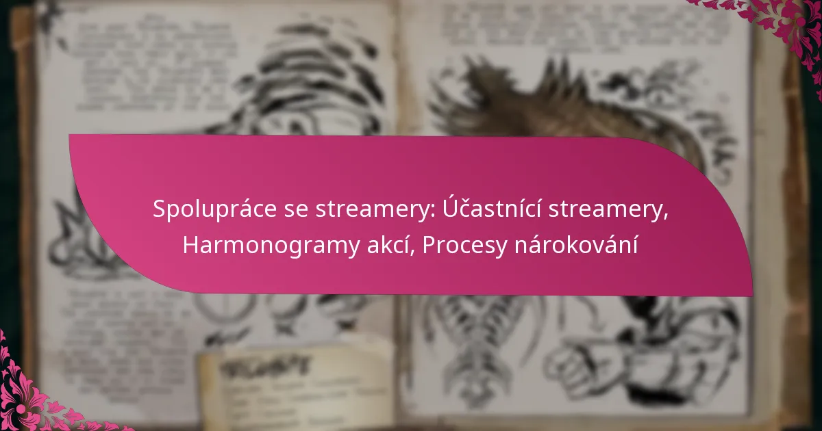 Spolupráce se streamery: Účastnící streamery, Harmonogramy akcí, Procesy nárokování